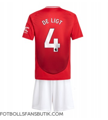 Manchester United Matthijs de Ligt #4 Replika Hemmatröja Barn 2024-25 Kortärmad (+ Korta byxor)